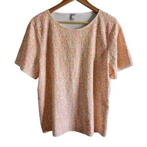 J Crew Neon Sequin Short Sleeve T-Shirt Size XL